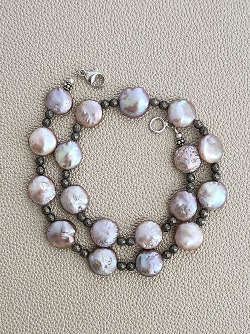 LAVENDER COIN PEARL NECKLACE--16"